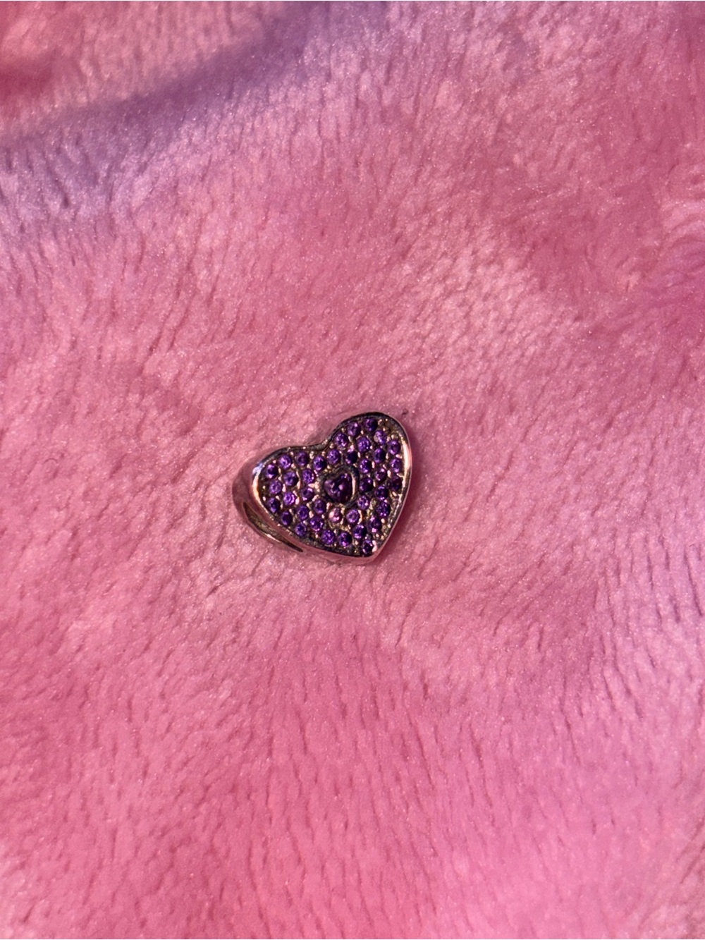 PANDORA Purple Crystal Heart Charm